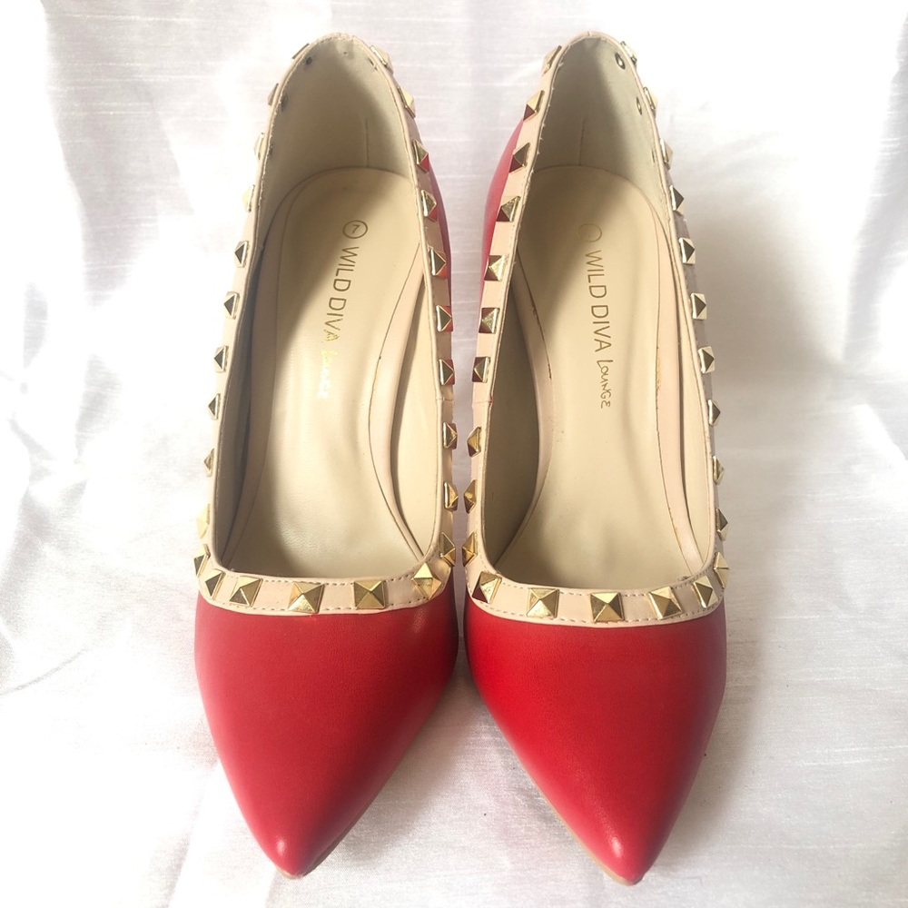 Red studded heels